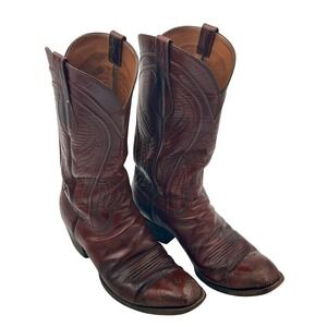 Lucchese 2083 4L821 San Antonio Western Cowboy Boots Mens 9.5D Brown Leather‎